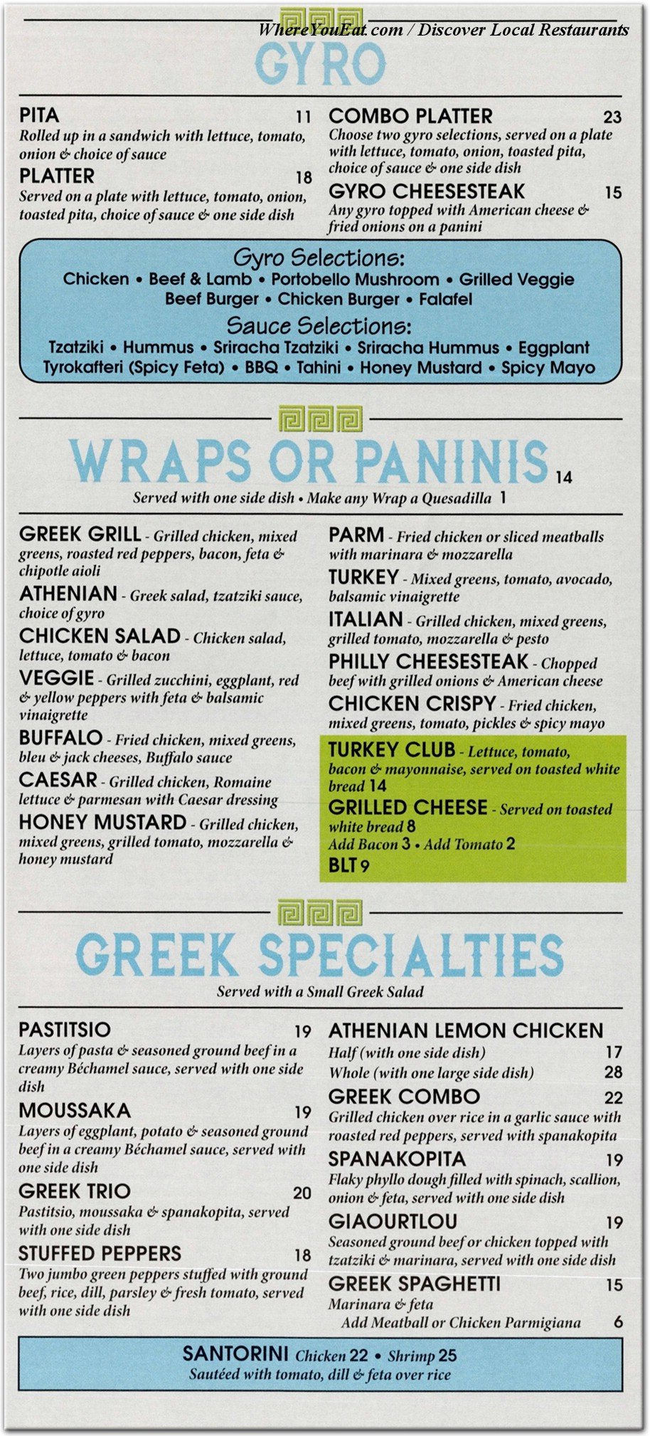 menu
